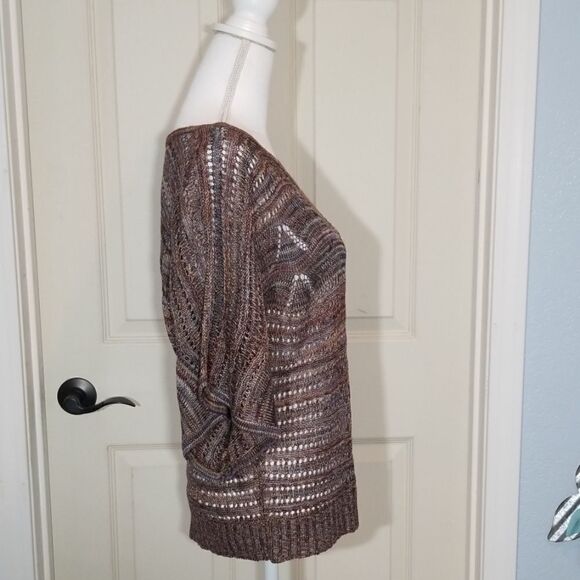 Fever, Multi Colored Knit kimono Sleeve Top, Med - Picture 3 of 5